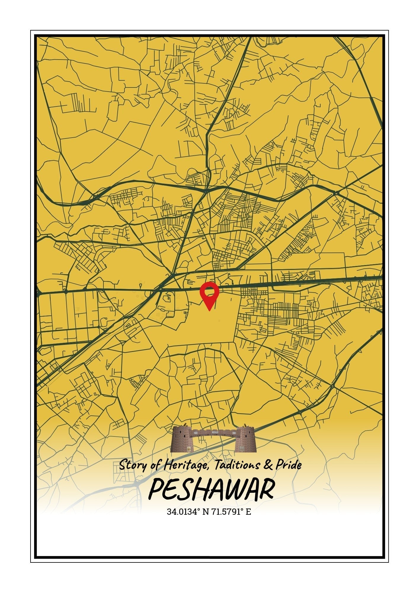 City Map Poster Peshawar (Customizable)