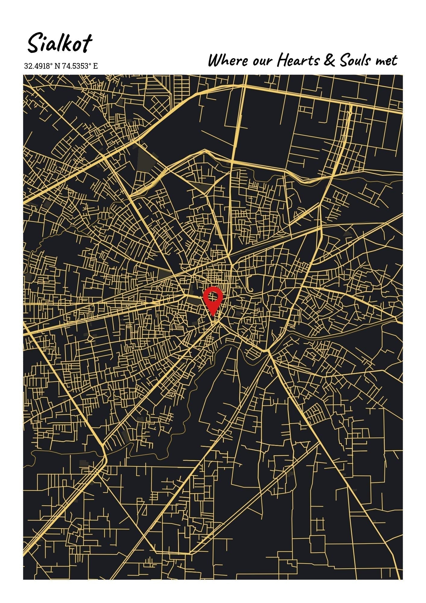 City Map Poster Sialkot (Customizable)