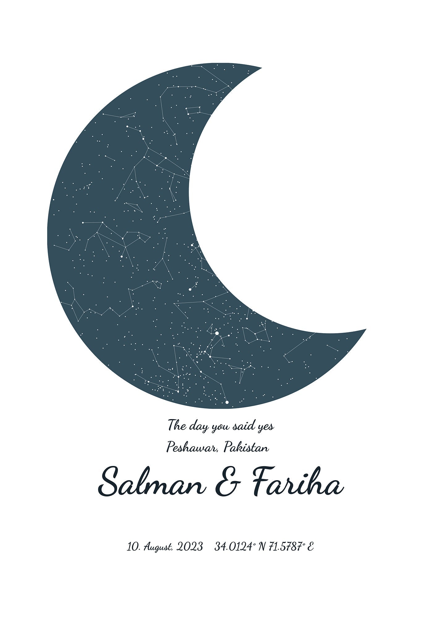 Crescent Star Map Poster (Customizable)