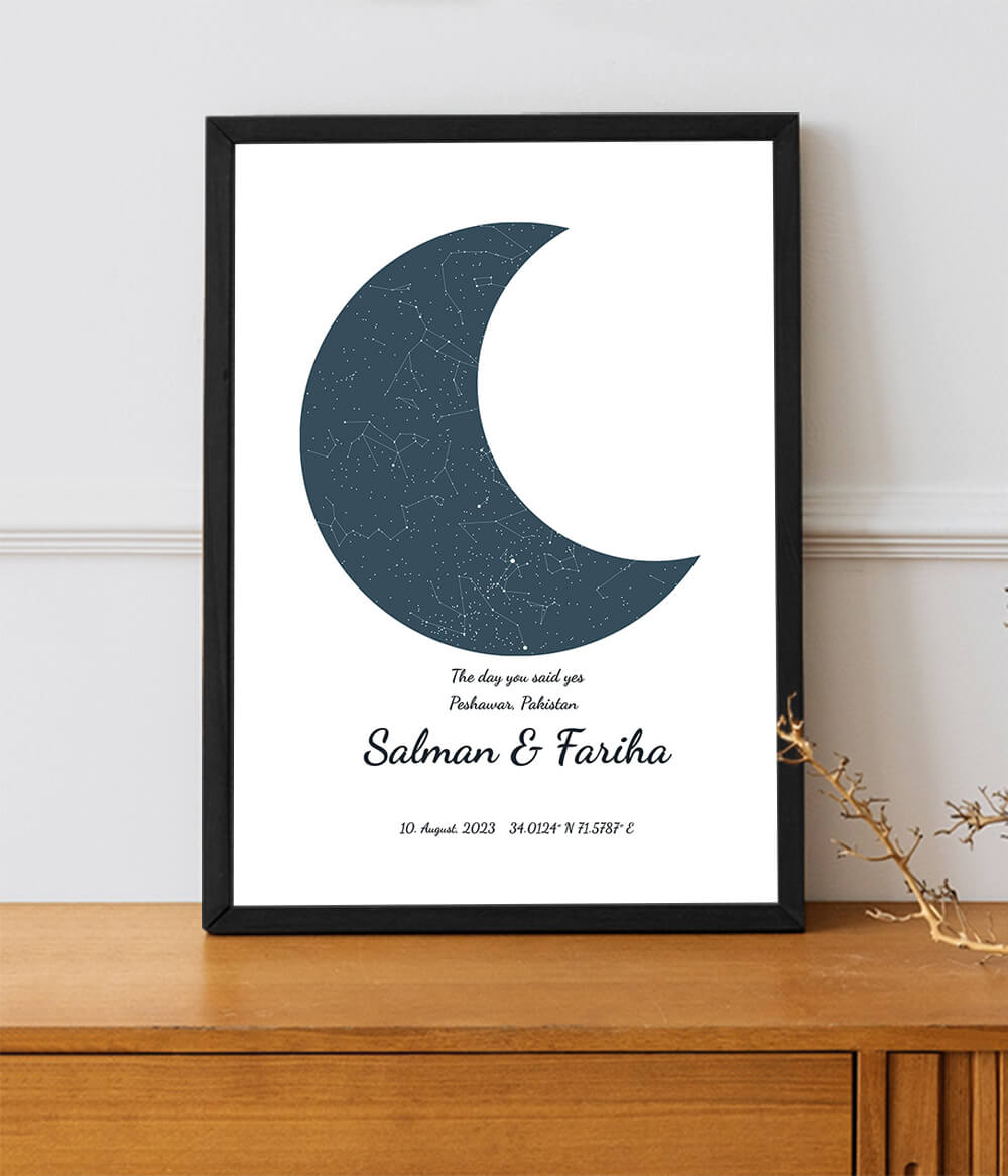 Crescent Star Map Poster (Customizable)