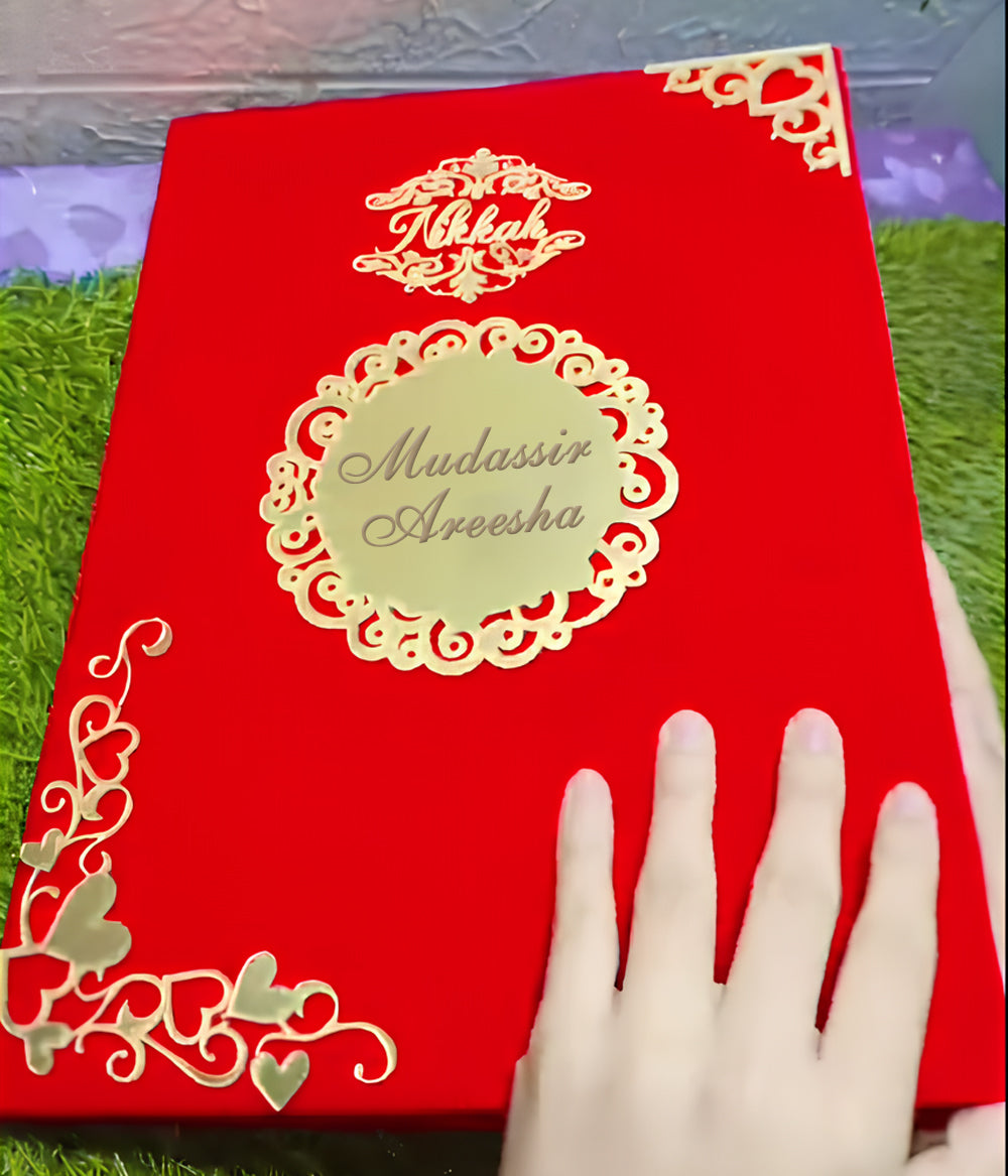 Customized Velvet Nikkah Nama Certificate with Premium Velvet Box