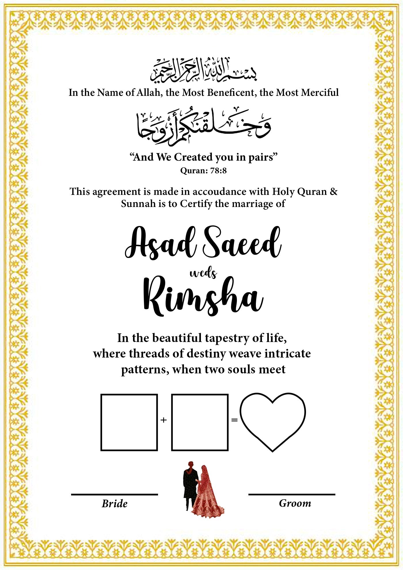 Nikkah Frame with Thumb Impression
