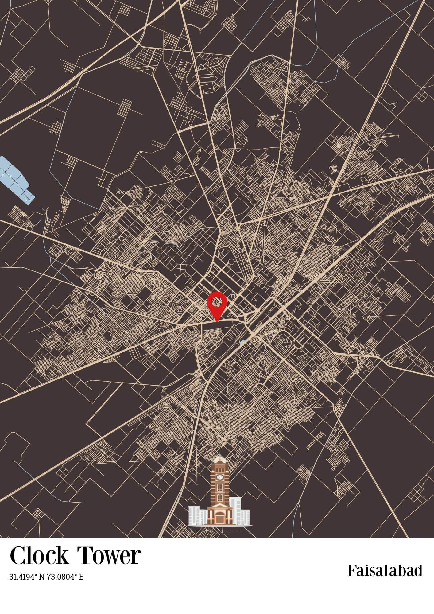 City Map Poster Faisalabad (Customizable)