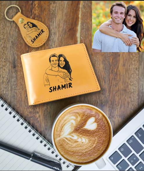 Custom Leather Wallet with Keychain