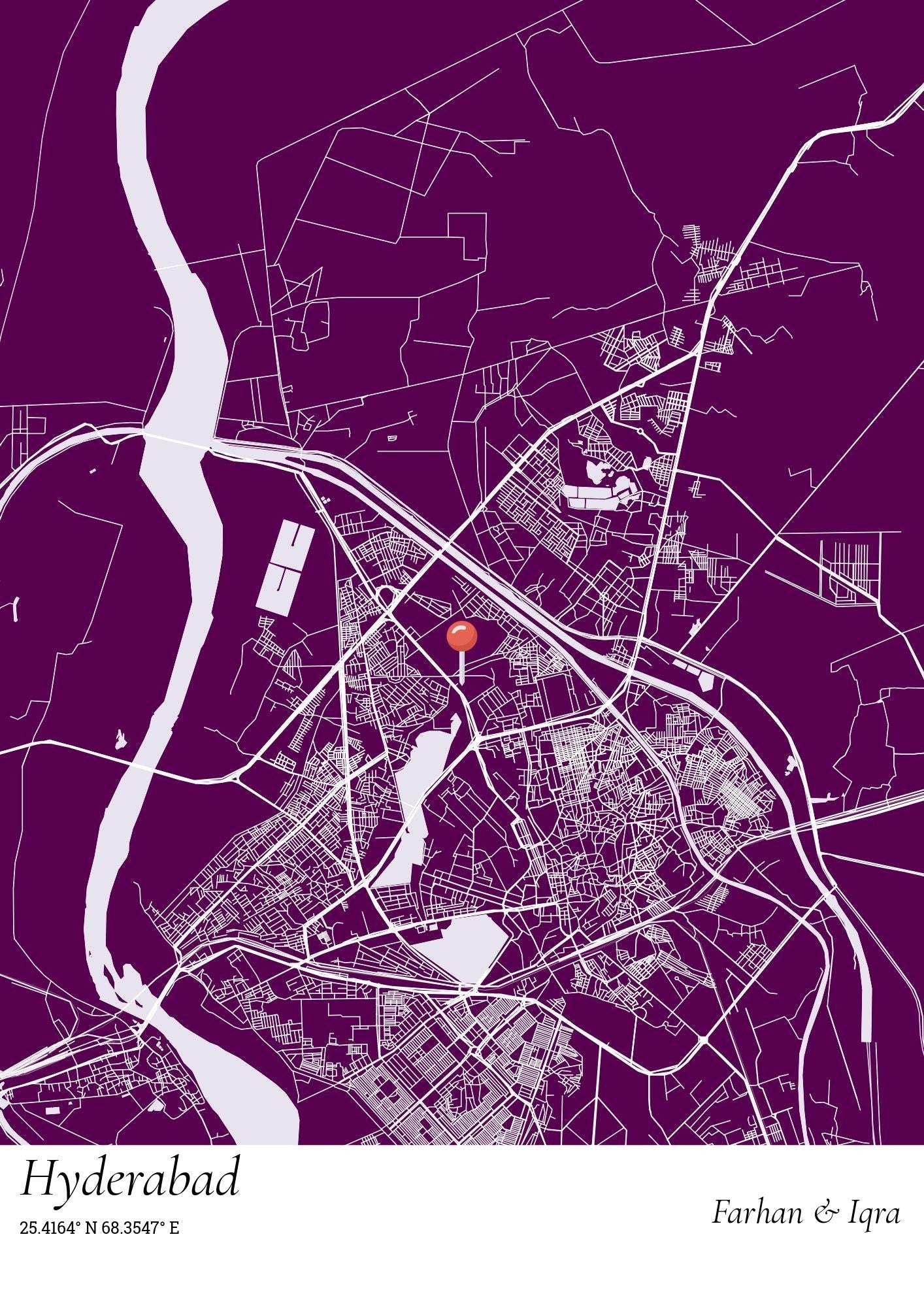 City Map Poster Hyderabad (Customizable)