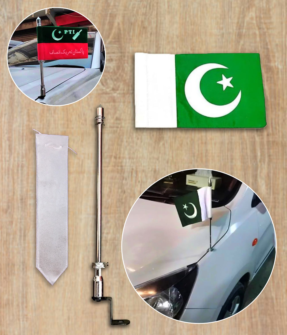 Car Flag with cover and Pole / Rod